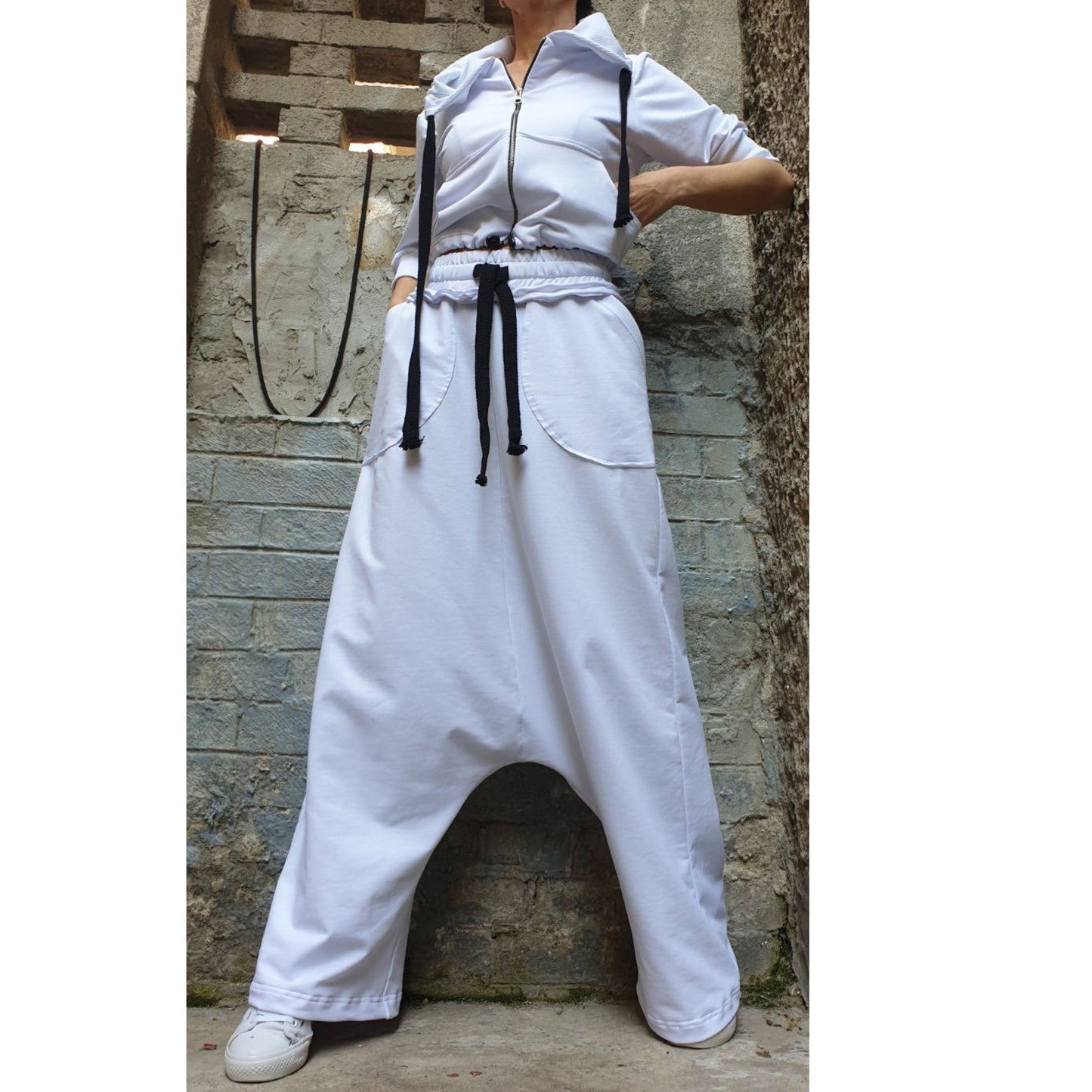 Pants Blouse White Outwear Woman Outfit - Handmade clothing from AngelBySilvia - Top Designer Brands 