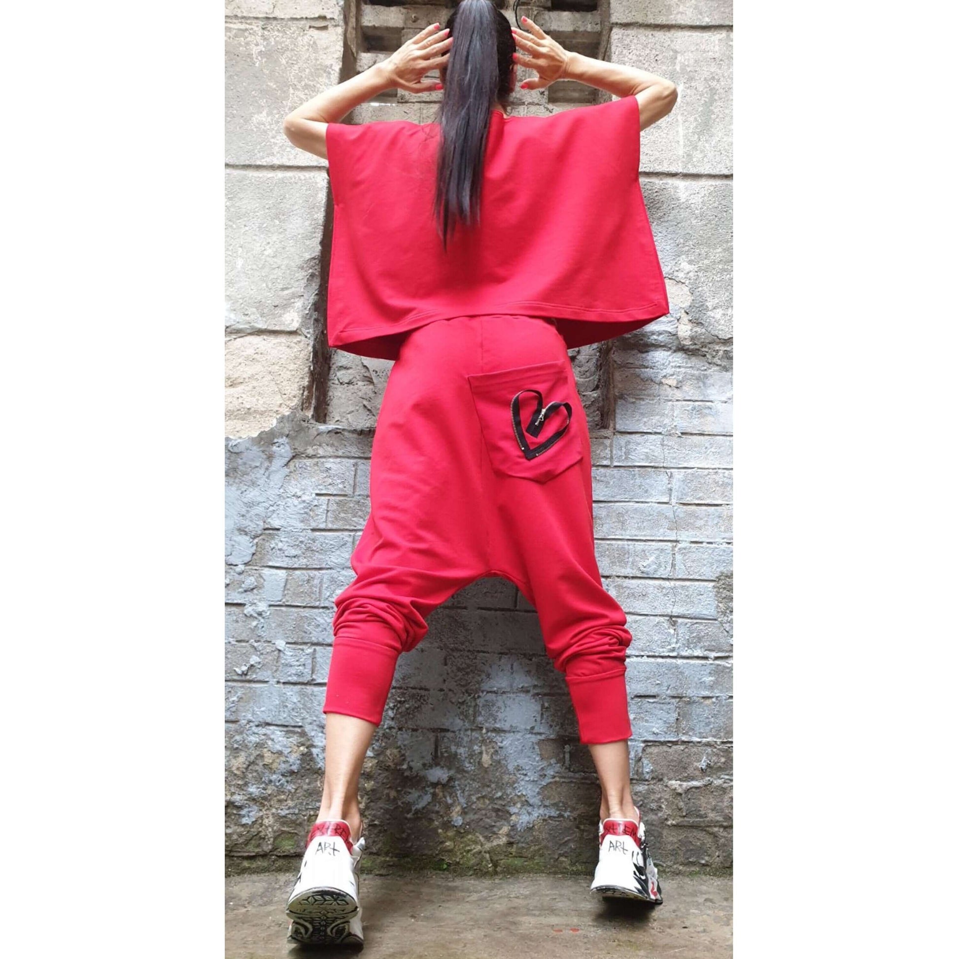 Harem Red Trousers - Handmade clothing from AngelBySilvia - Top Designer Brands 