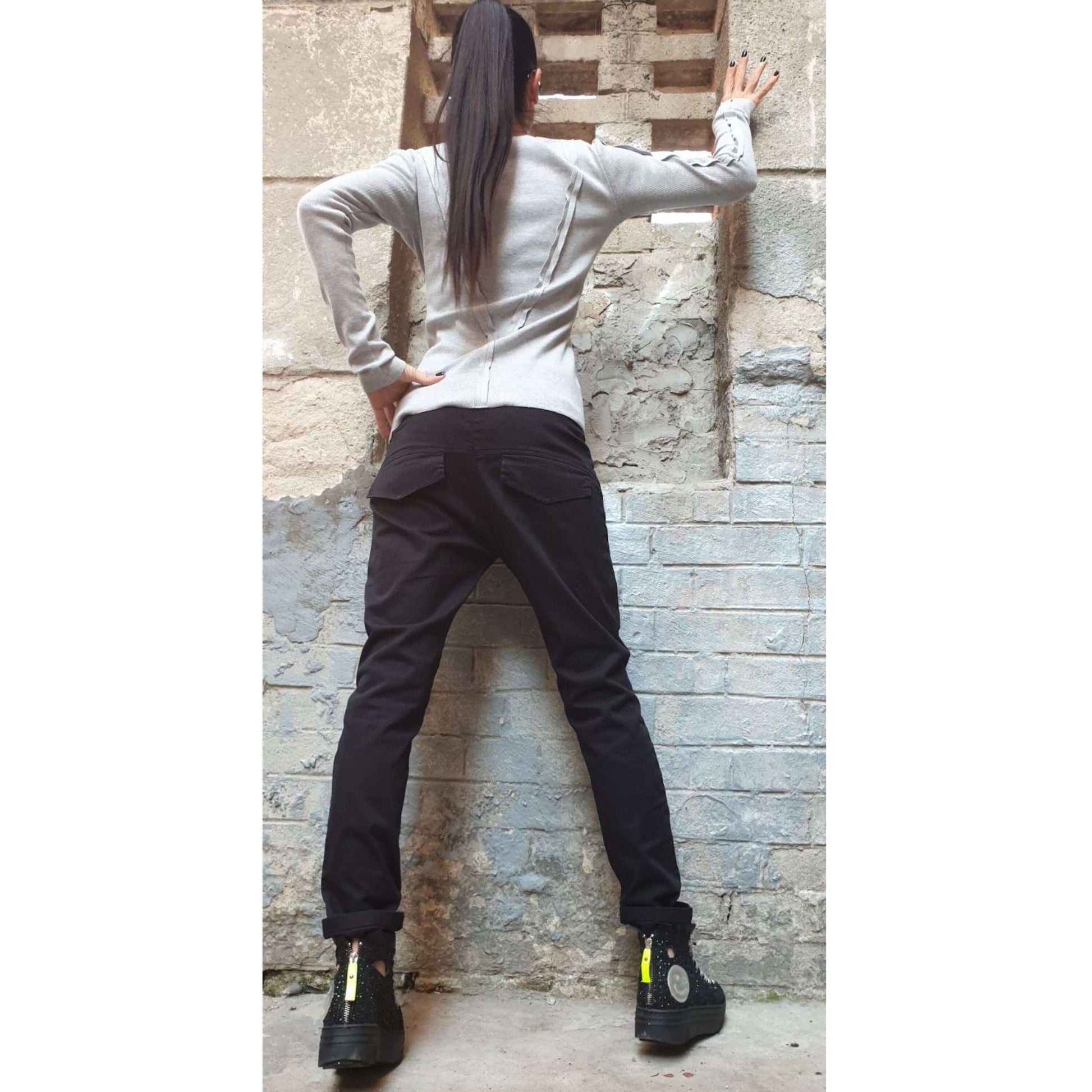 Long Black Trousers - Handmade clothing from AngelBySilvia - Top Designer Brands 