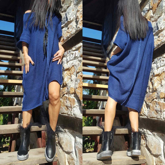 Oversize Blue Long Tunic - Handmade clothing from AngelBySilvia - Top Designer Brands 
