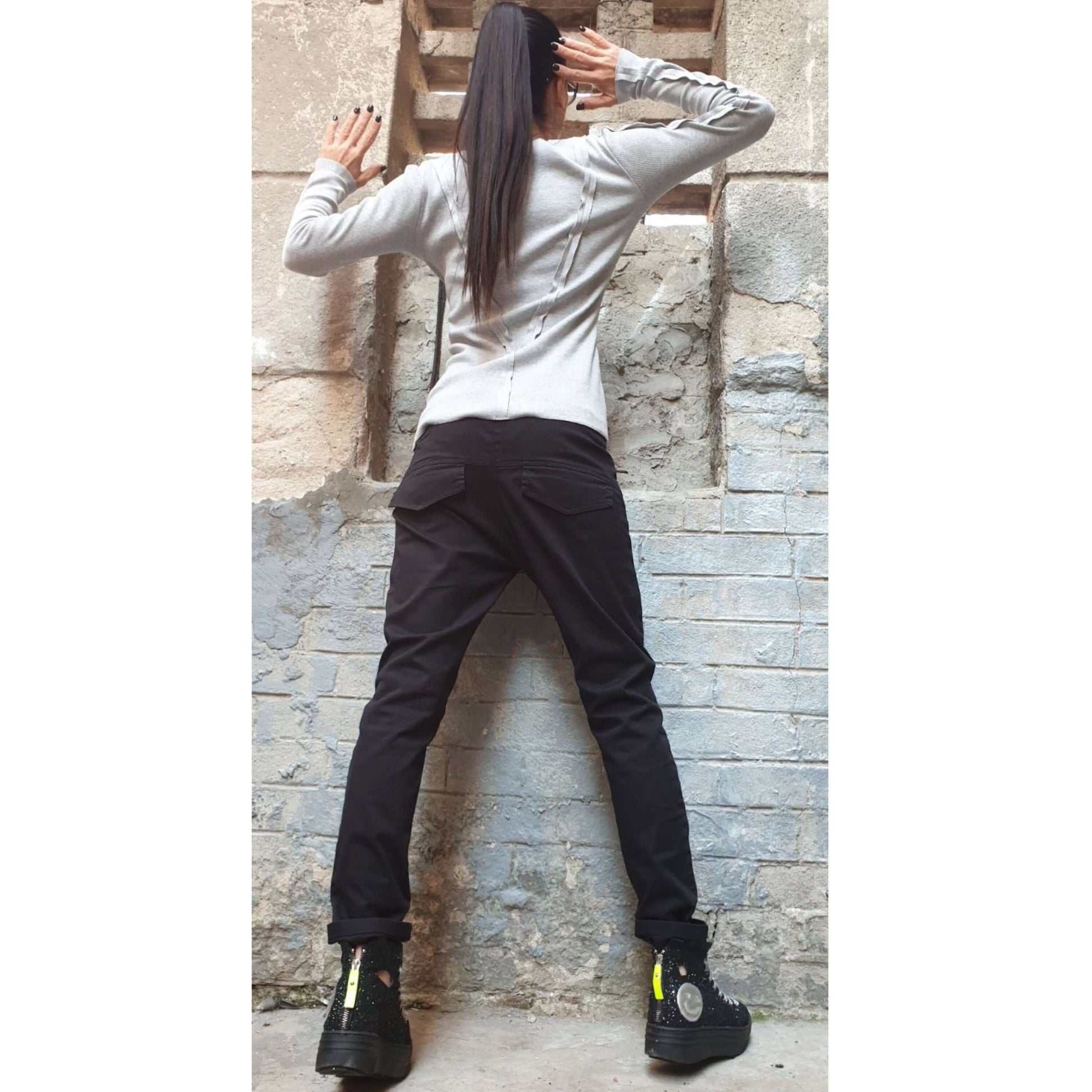 Long Black Trousers - Handmade clothing from AngelBySilvia - Top Designer Brands 
