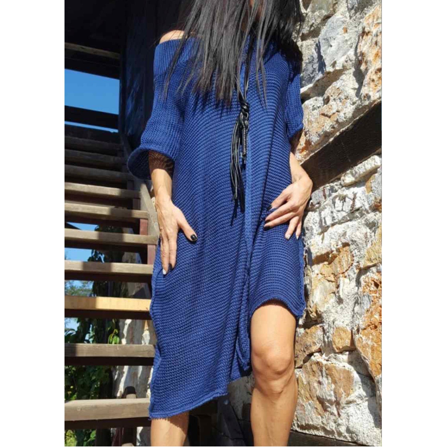 Oversize Blue Long Tunic - Handmade clothing from AngelBySilvia - Top Designer Brands 