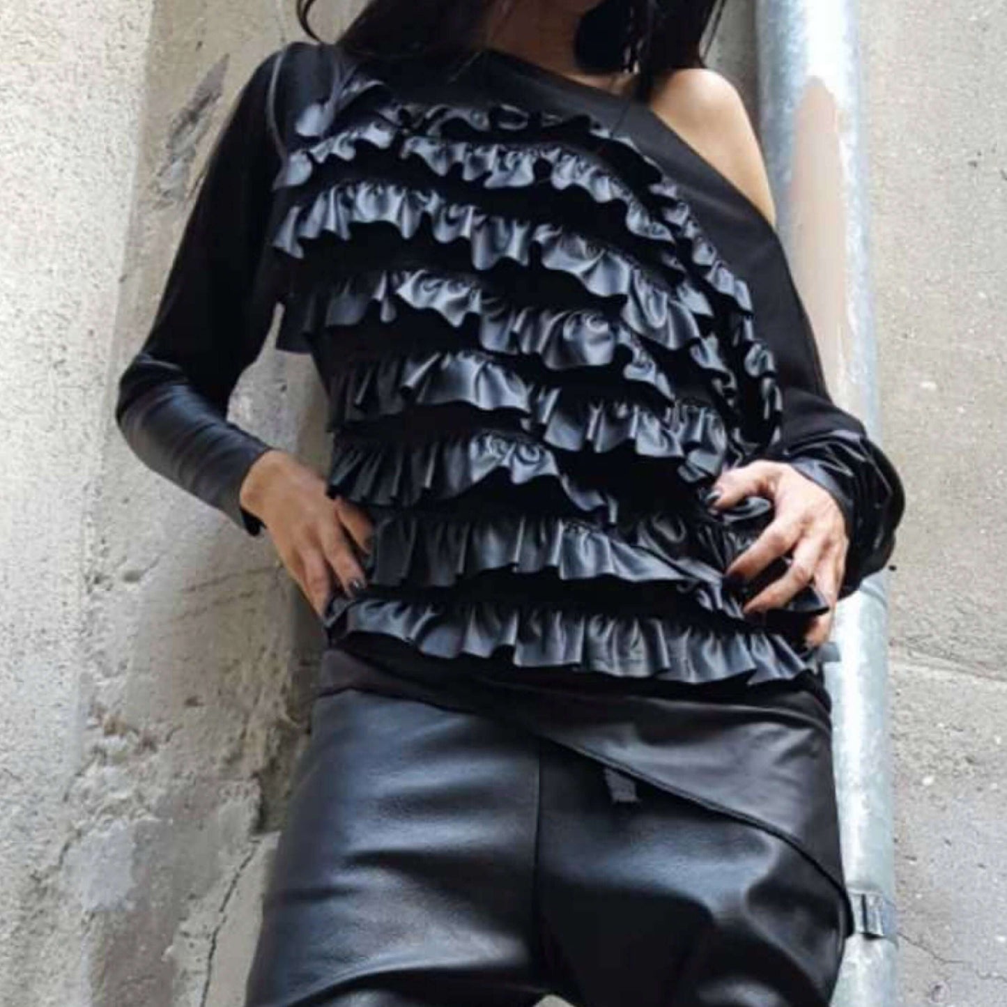 Extravagant Black Blouse - Handmade clothing from AngelBySilvia - Top Designer Brands 