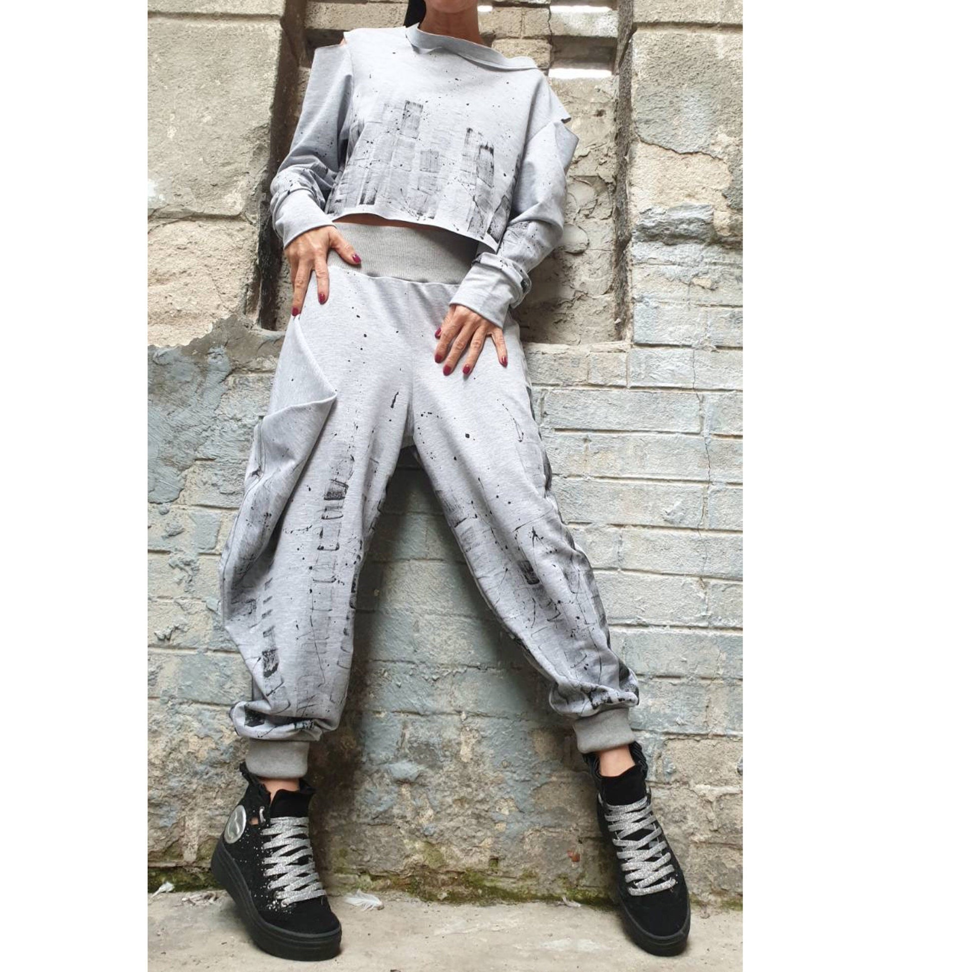 New Collection Hand Painted Grey Suit - Handmade clothing from AngelBySilvia - Top Designer Brands 