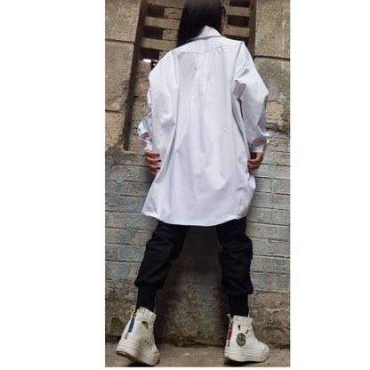 Asymmetric White Shirt - Handmade clothing from AngelBySilvia - Top Designer Brands 