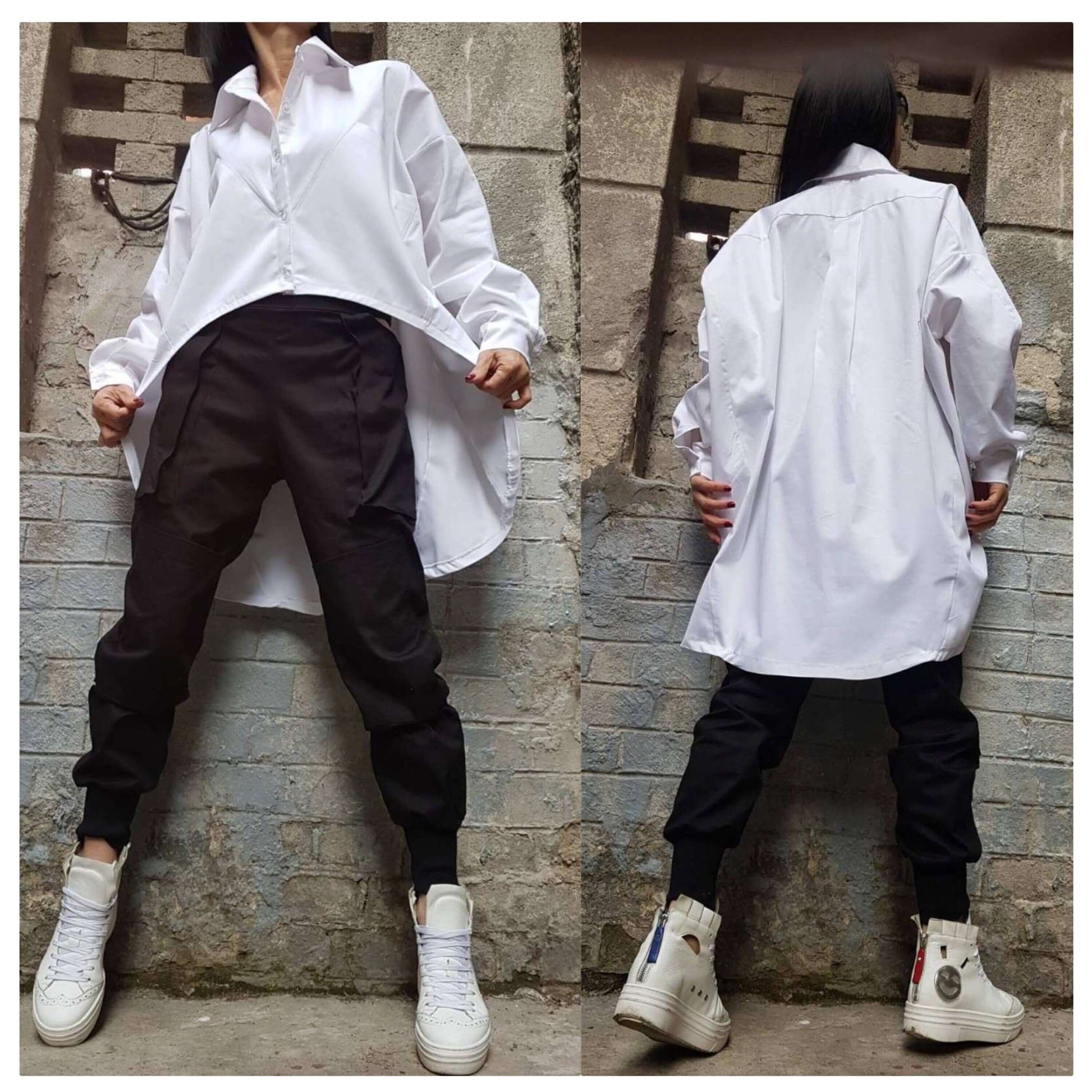 Asymmetric White Shirt - Handmade clothing from AngelBySilvia - Top Designer Brands 