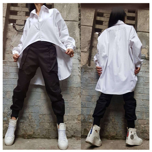 Asymmetric White Shirt - Handmade clothing from AngelBySilvia - Top Designer Brands 