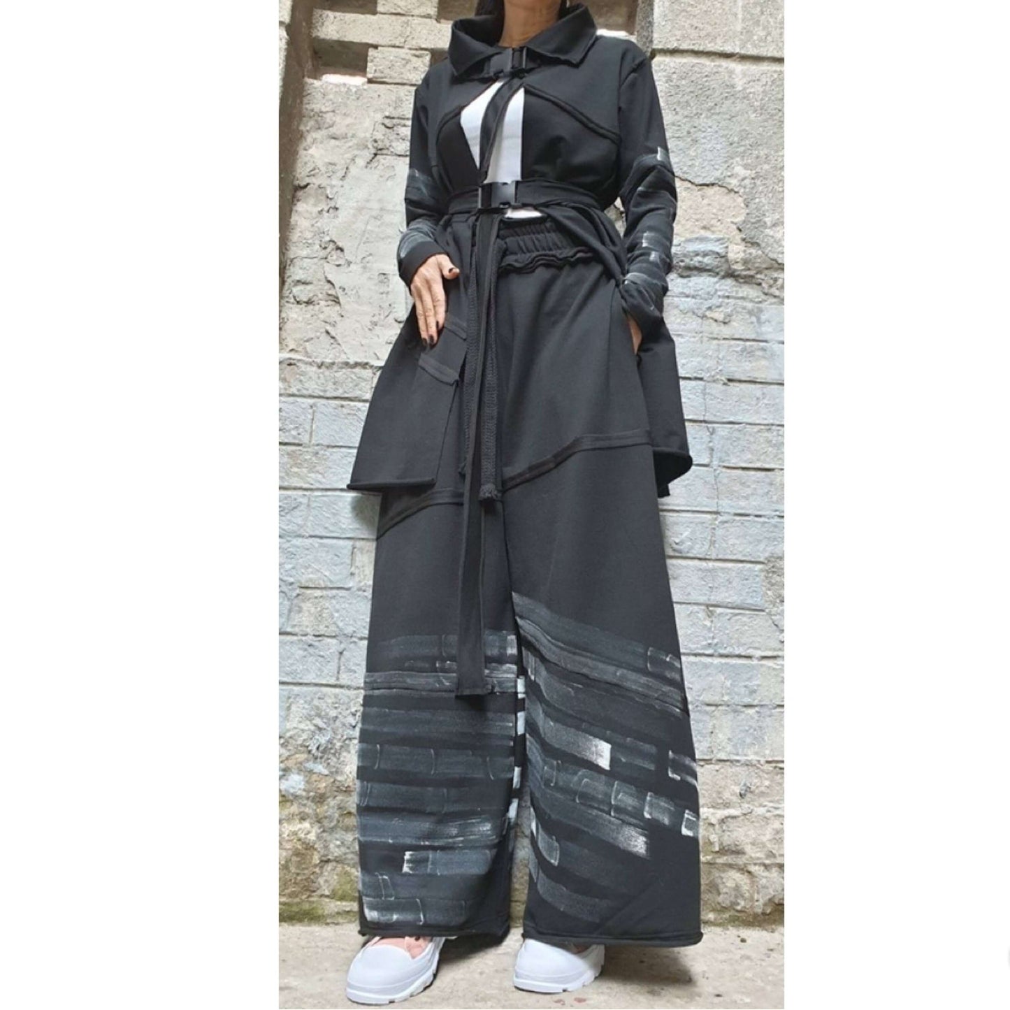 Hand Painted Black Outwear Woman Set - Handmade clothing from AngelBySilvia - Top Designer Brands 