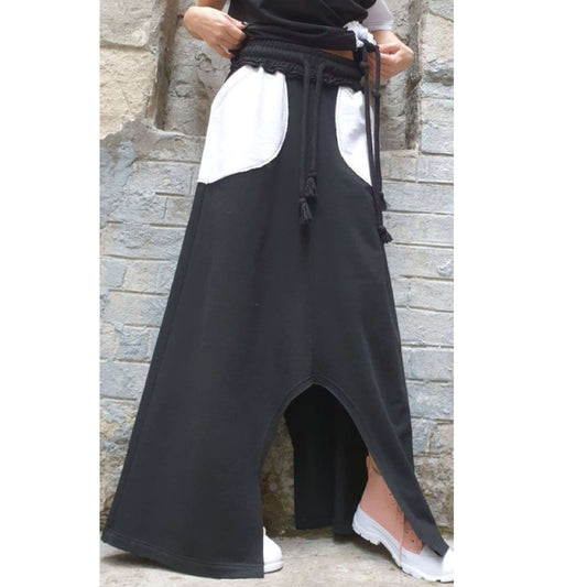 Asymmetric Black White Woman Skirt - Handmade clothing from AngelBySilvia - Top Designer Brands 