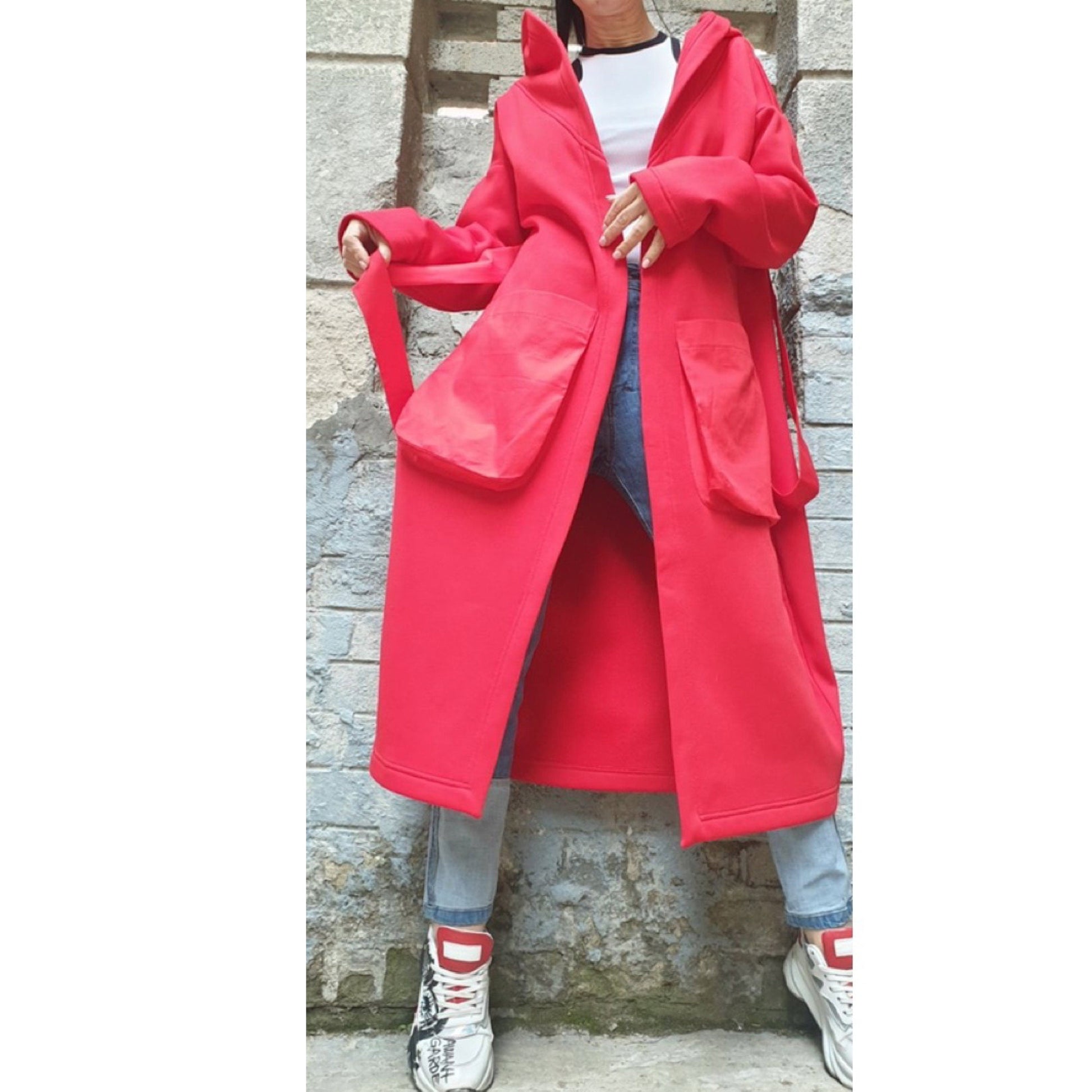Red Outer Pocket Cotton Vest - Handmade clothing from AngelBySilvia - Top Designer Brands 