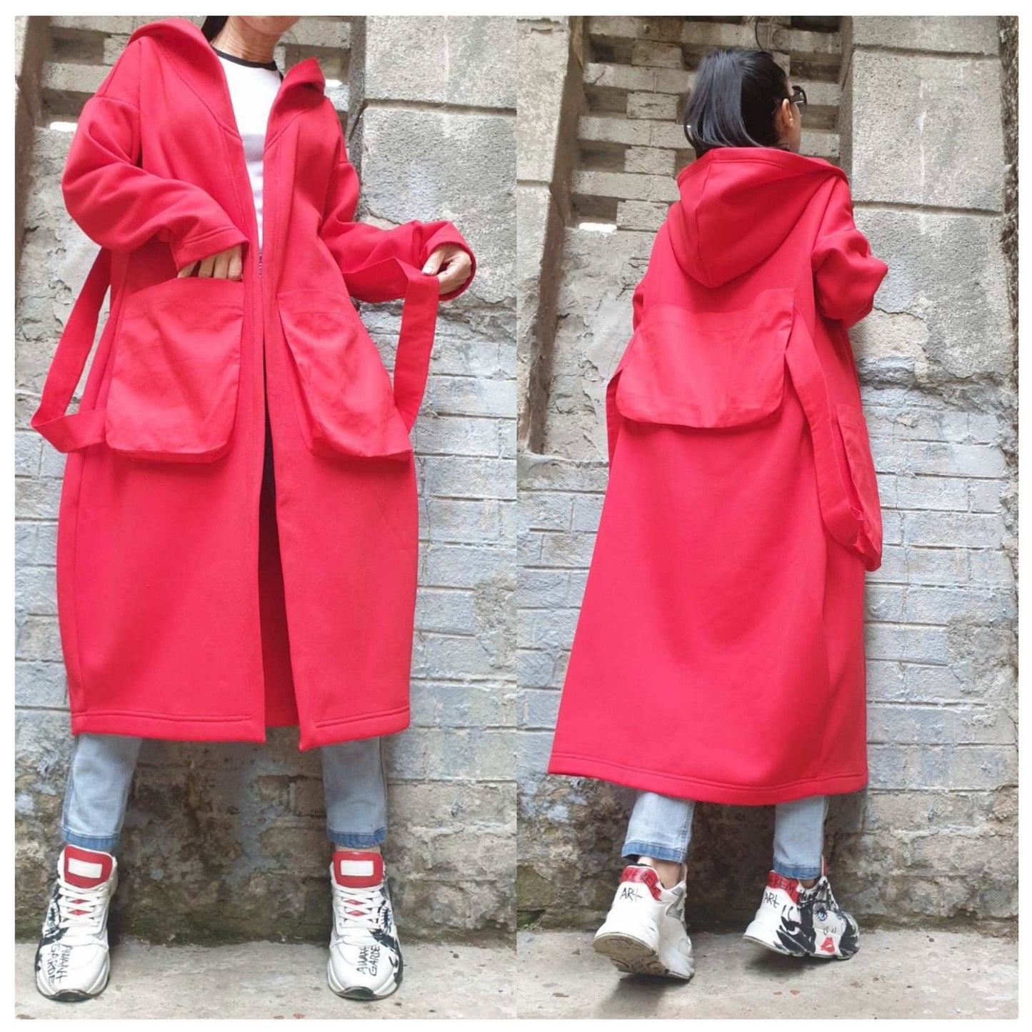 Red Outer Pocket Cotton Vest - Handmade clothing from AngelBySilvia - Top Designer Brands 