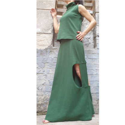 New Collection High Waist Green Skirt - Handmade clothing from AngelBySilvia - Top Designer Brands 