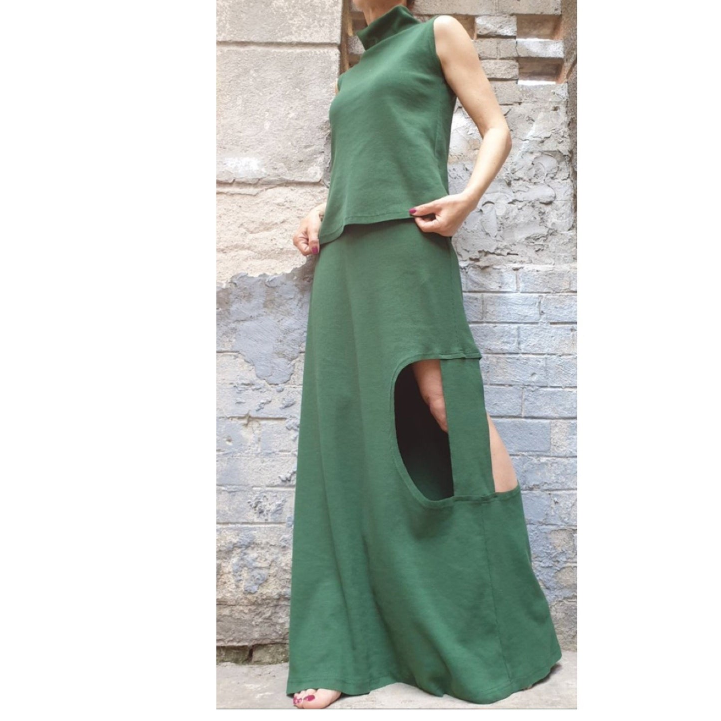 New Collection High Waist Green Skirt - Handmade clothing from AngelBySilvia - Top Designer Brands 