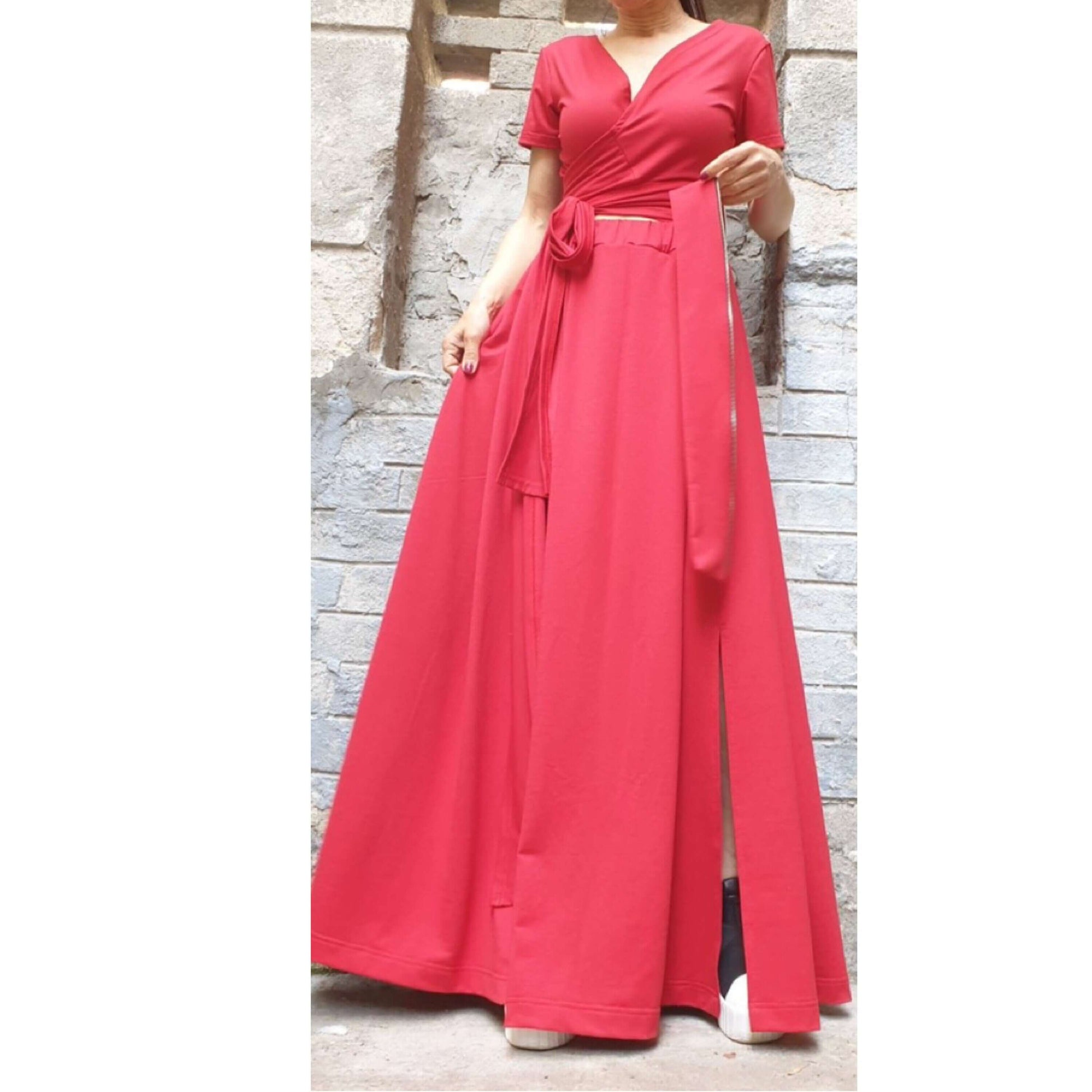 Everyday Red Skirt Blouse Set - Handmade clothing from AngelBySilvia - Top Designer Brands 