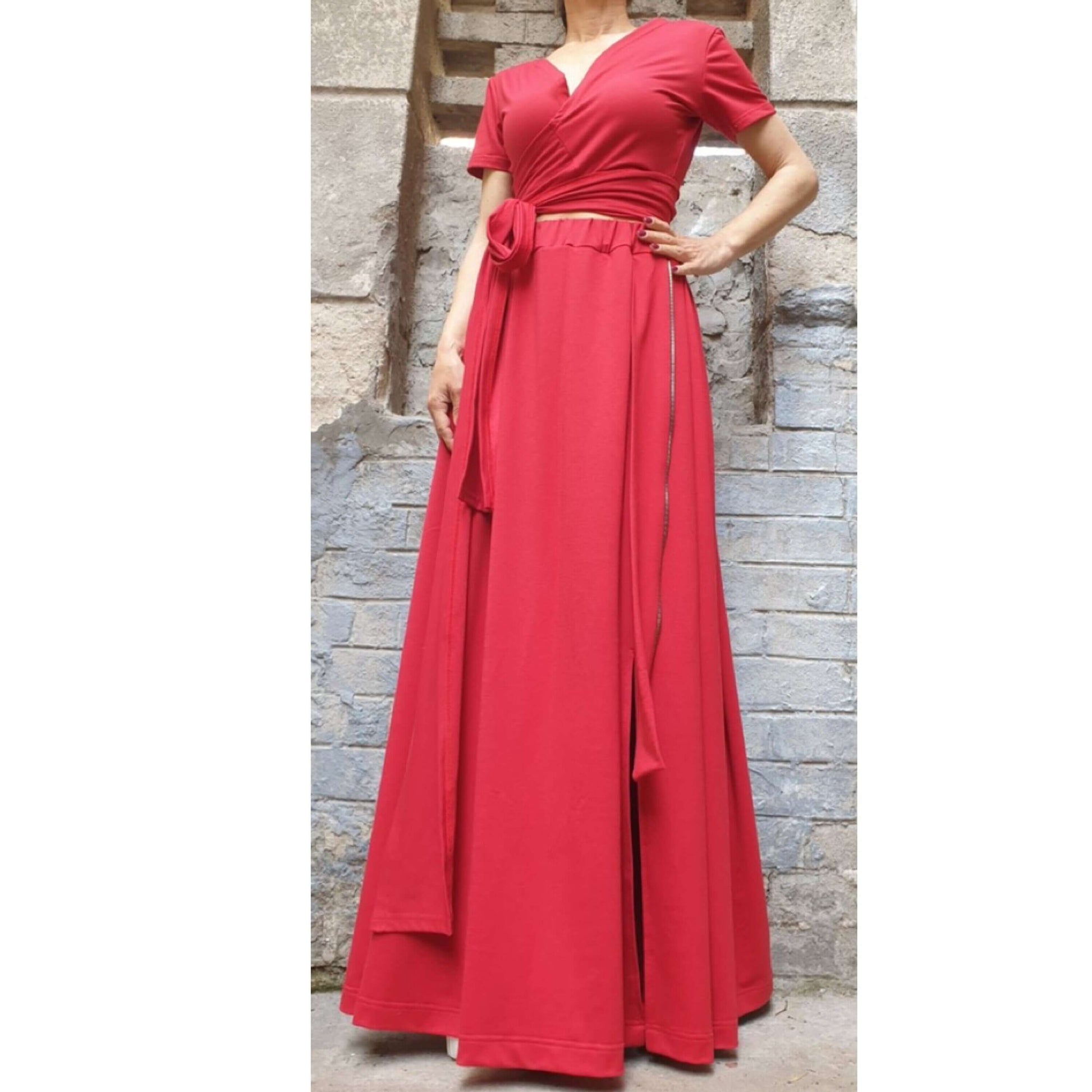 Everyday Red Skirt Blouse Set - Handmade clothing from AngelBySilvia - Top Designer Brands 