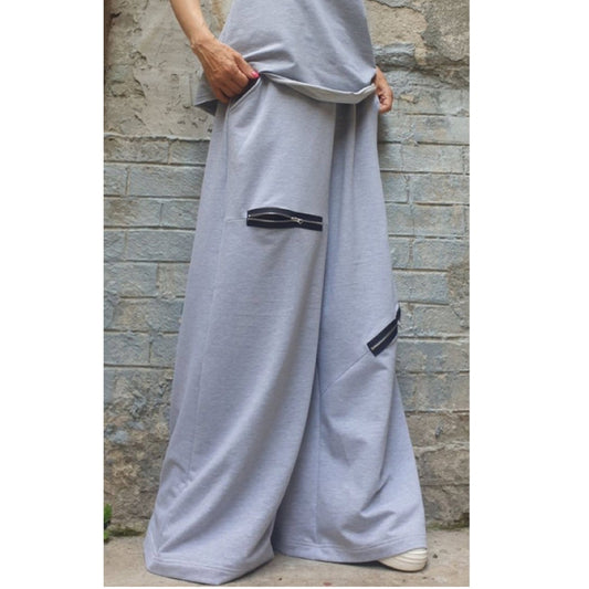 New Loose Light Grey Pants - Handmade clothing from AngelBySilvia - Top Designer Brands 