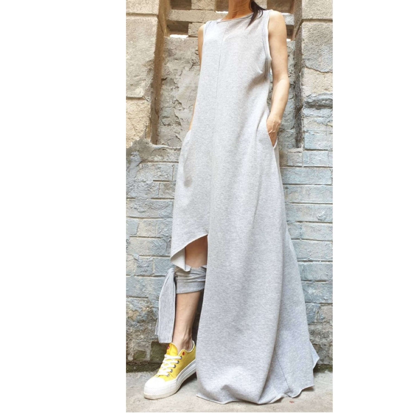 Asymmetric Grey Dress - Handmade clothing from AngelBySilvia - Top Designer Brands 
