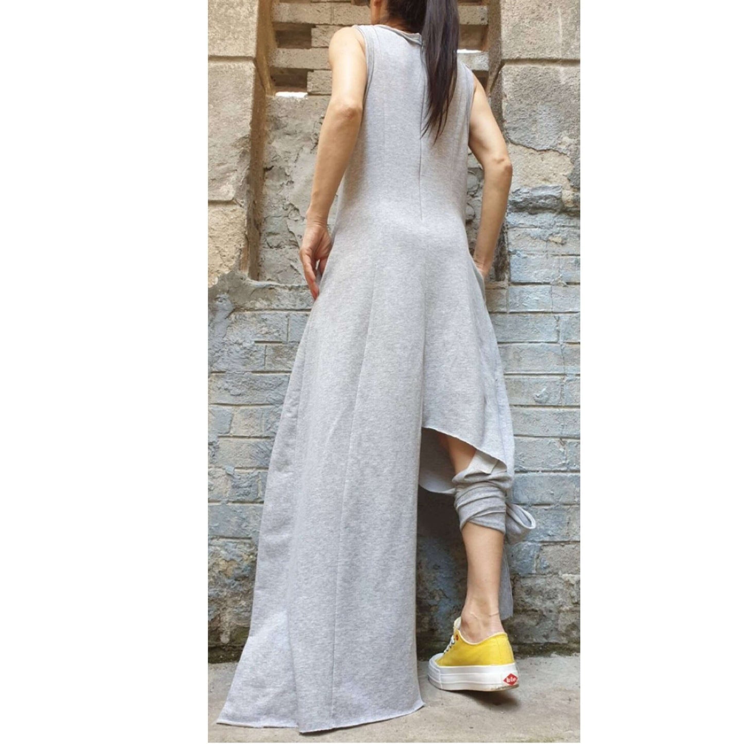 Asymmetric Grey Dress - Handmade clothing from AngelBySilvia - Top Designer Brands 