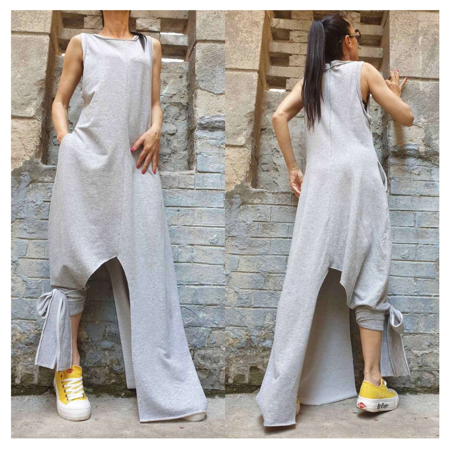 Asymmetric Grey Dress - Handmade clothing from AngelBySilvia - Top Designer Brands 