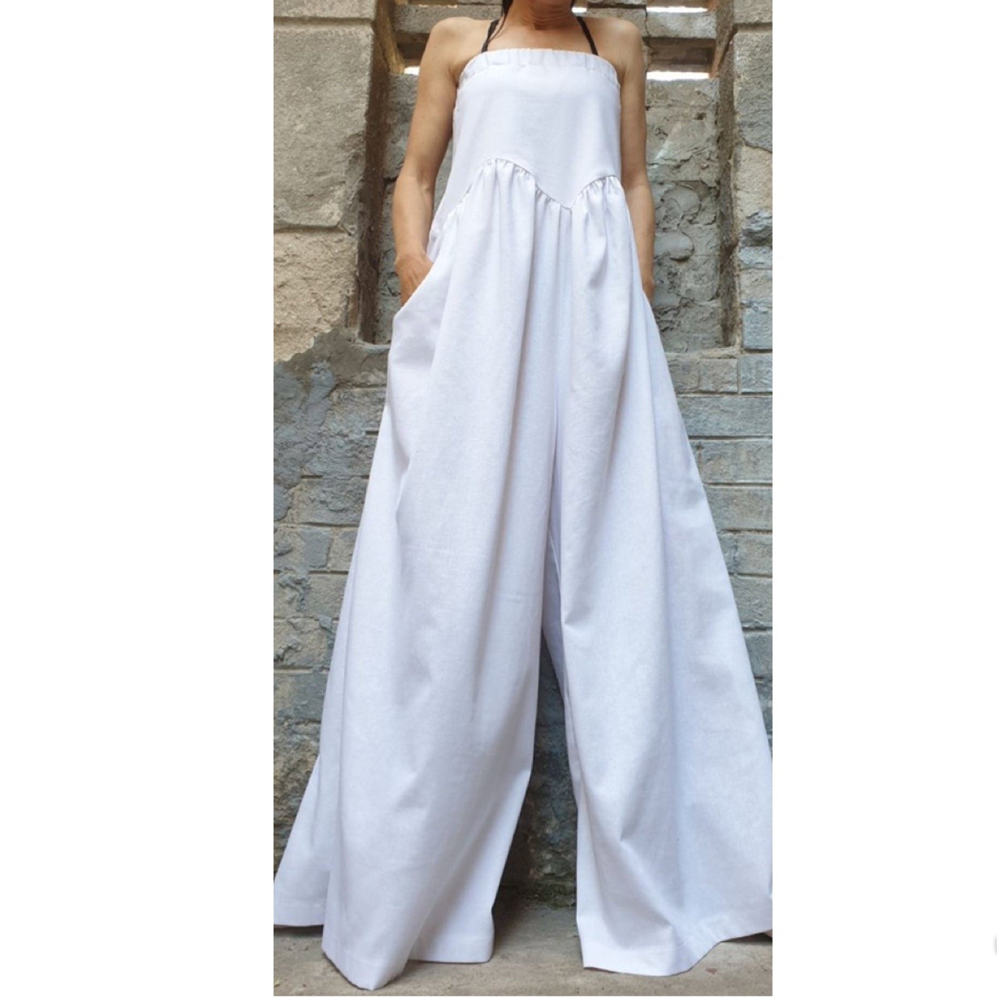 New Collection White Jumpsuit - Handmade clothing from AngelBySilvia - Top Designer Brands 