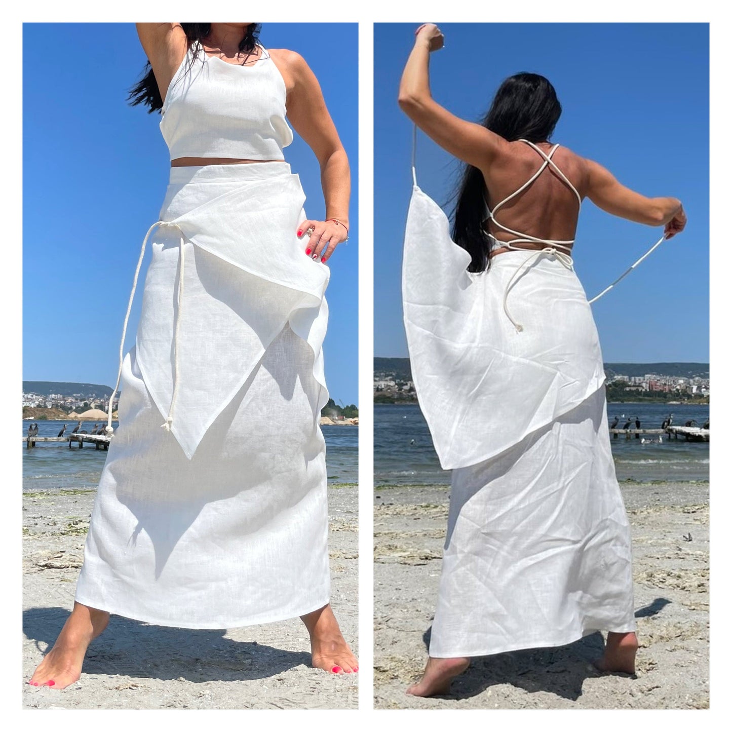 New Collection Linen Top Skirt Set - Handmade clothing from AngelBySilvia - Top Designer Brands 