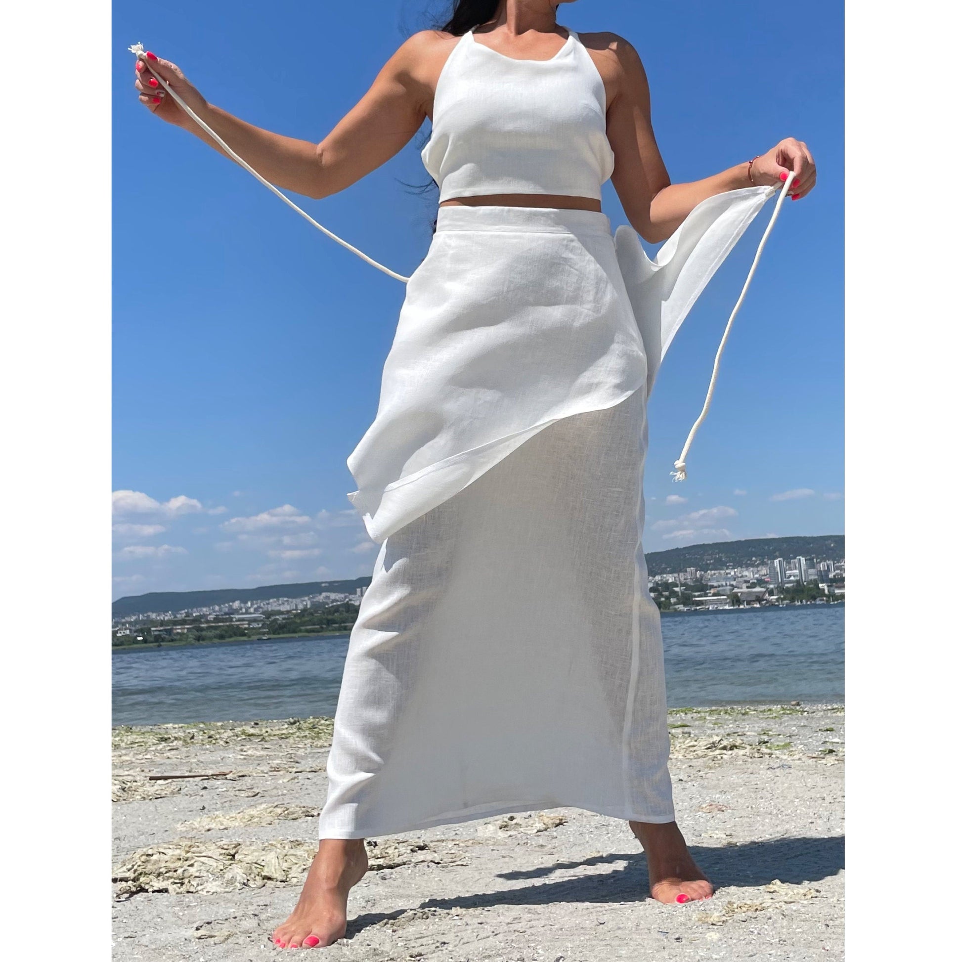 New Collection Linen Top Skirt Set - Handmade clothing from AngelBySilvia - Top Designer Brands 