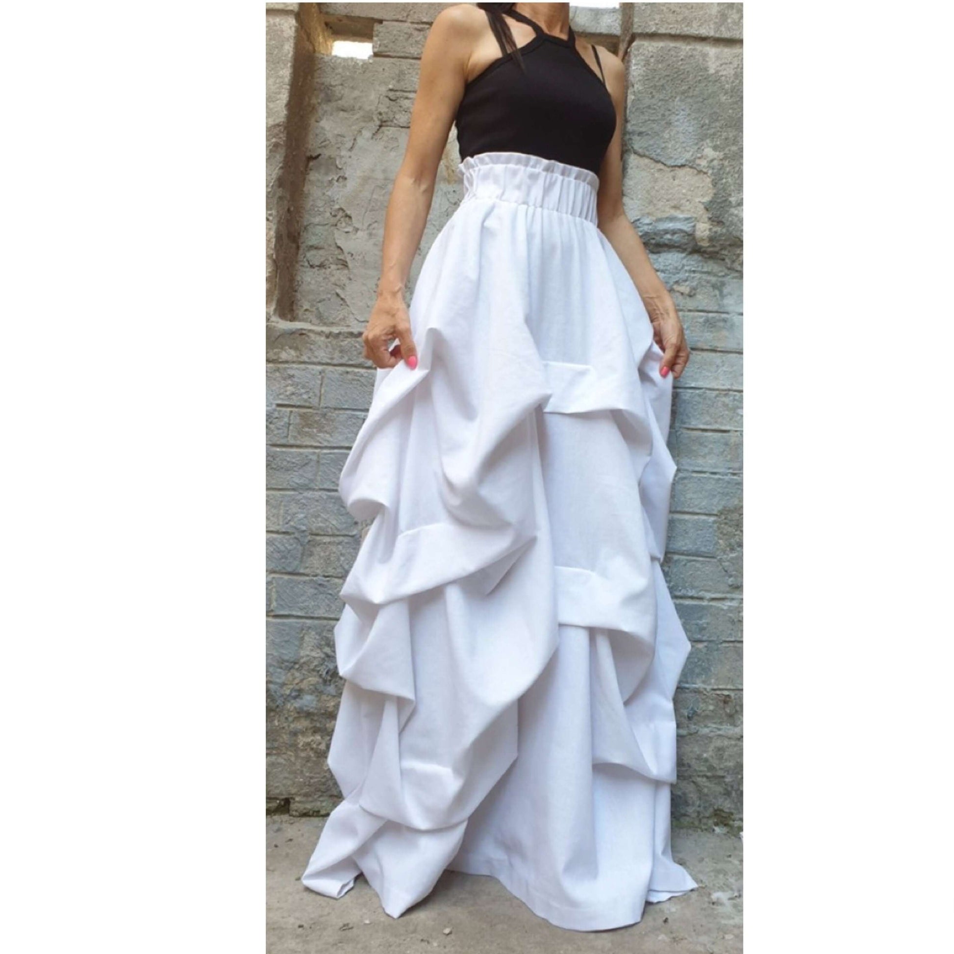 Asymmetric Linen Skirt - Handmade clothing from AngelBySilvia - Top Designer Brands 