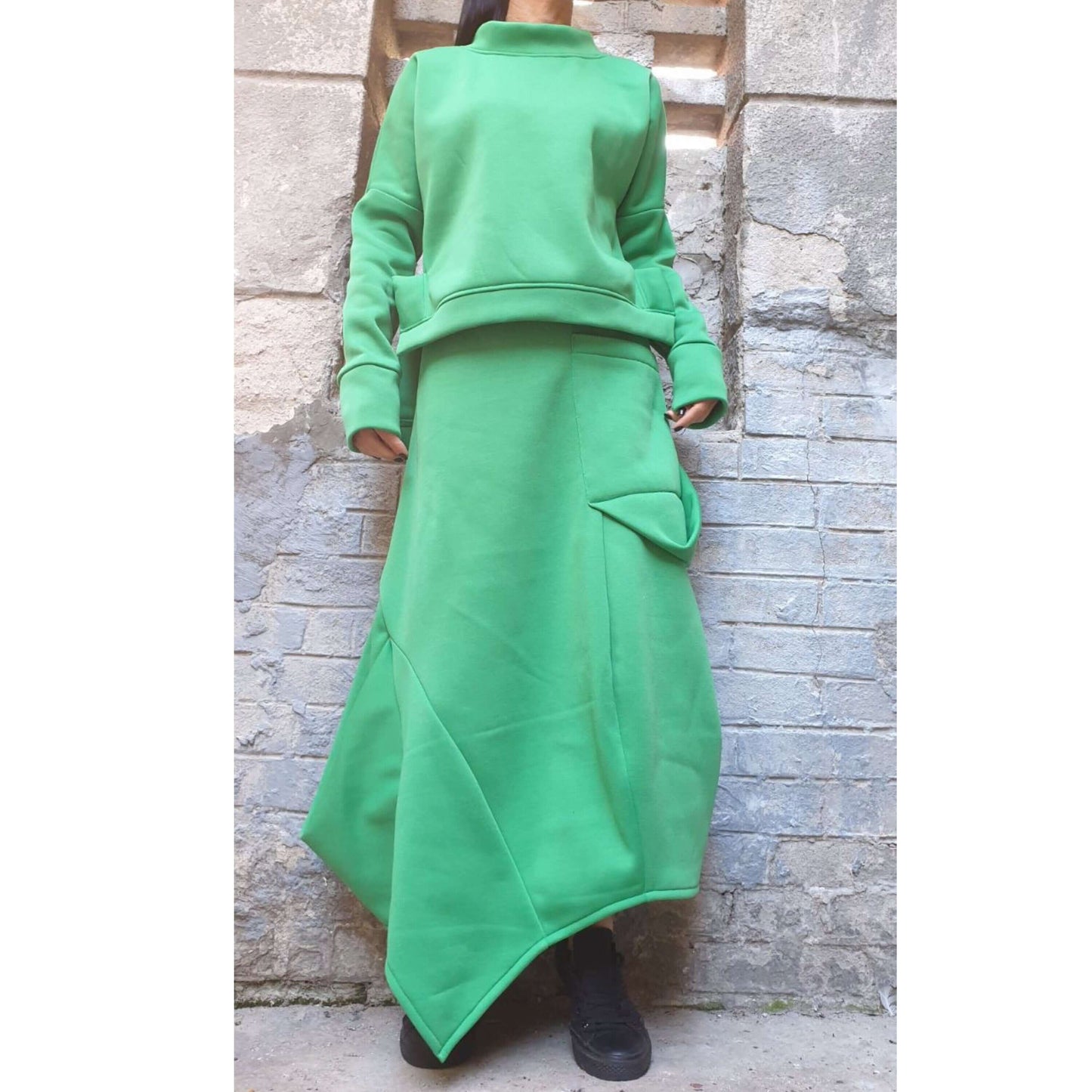 New Asymmetric Green Skirt - Handmade clothing from AngelBySilvia - Top Designer Brands 