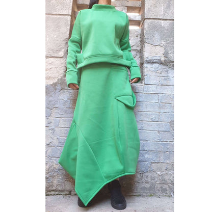 New Asymmetric Green Skirt - Handmade clothing from AngelBySilvia - Top Designer Brands 