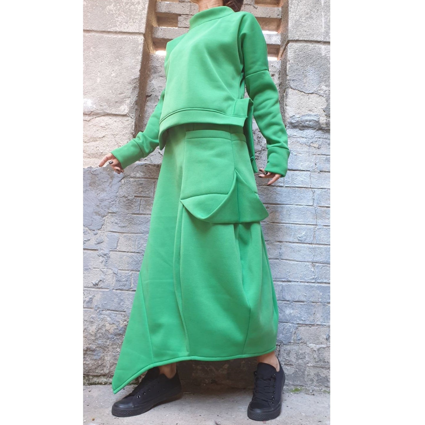 New Collection Green Blouse Skirt Set - Handmade clothing from AngelBySilvia - Top Designer Brands 