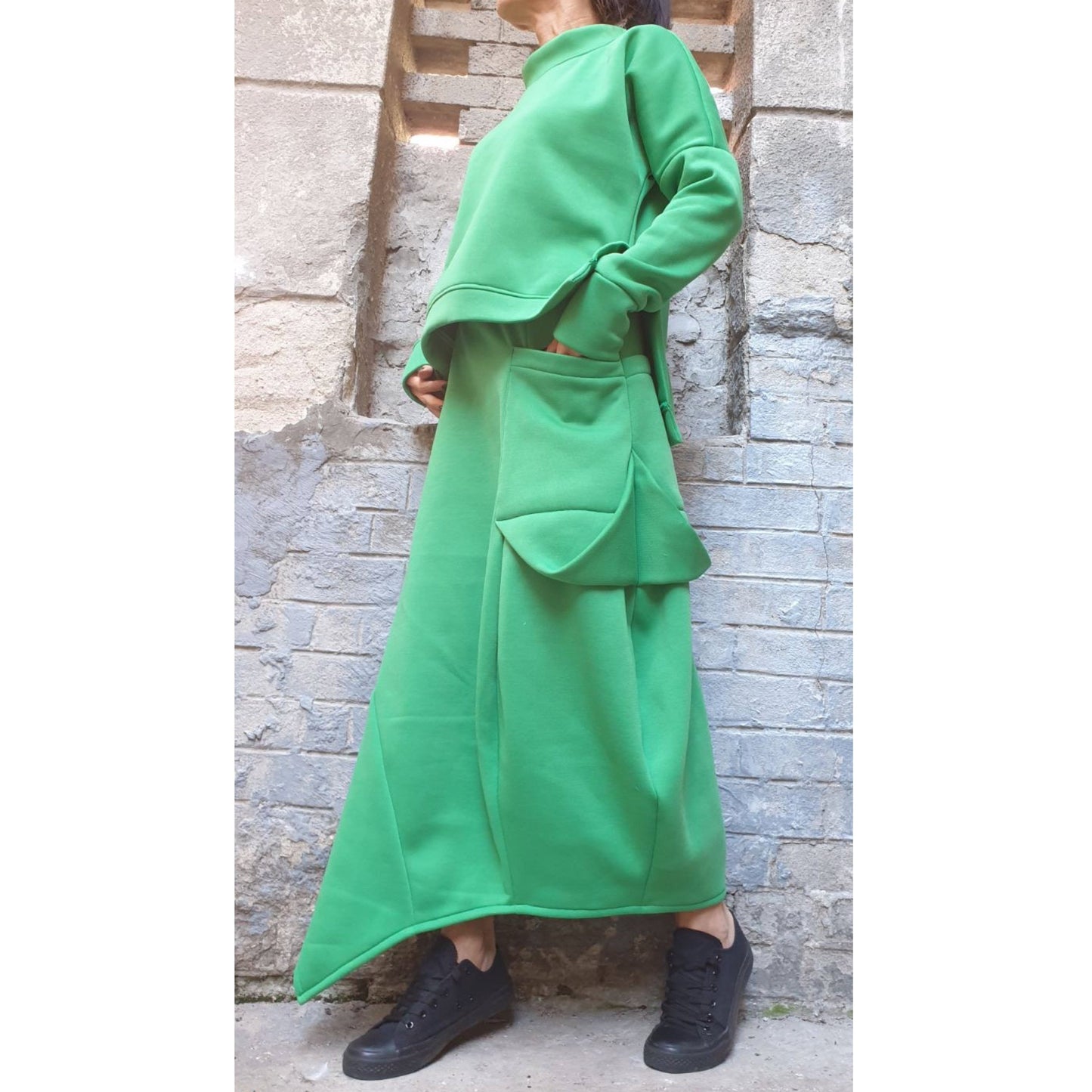 New Collection Green Blouse Skirt Set - Handmade clothing from AngelBySilvia - Top Designer Brands 