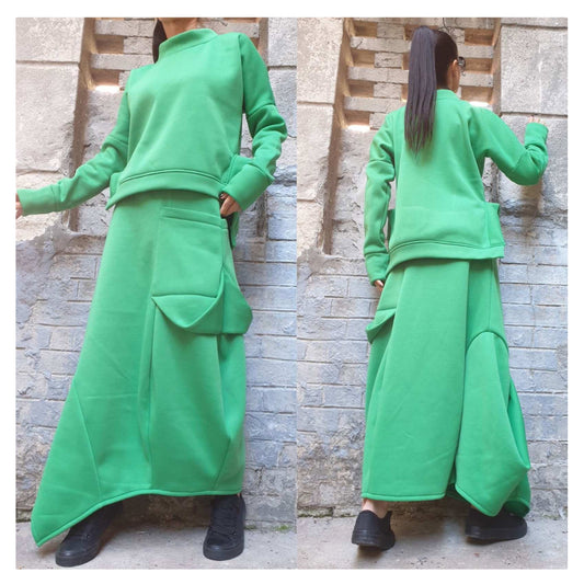 New Collection Green Blouse Skirt Set - Handmade clothing from AngelBySilvia - Top Designer Brands 