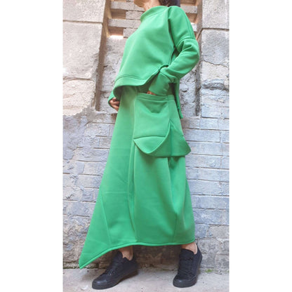 New Asymmetric Green Skirt - Handmade clothing from AngelBySilvia - Top Designer Brands 