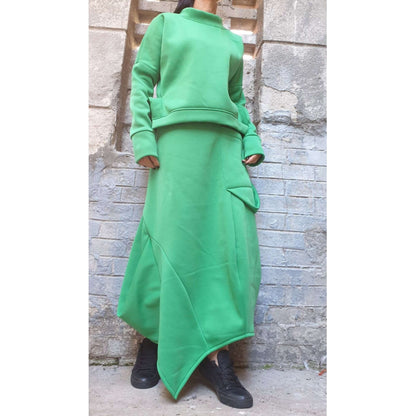 New Asymmetric Green Skirt - Handmade clothing from AngelBySilvia - Top Designer Brands 