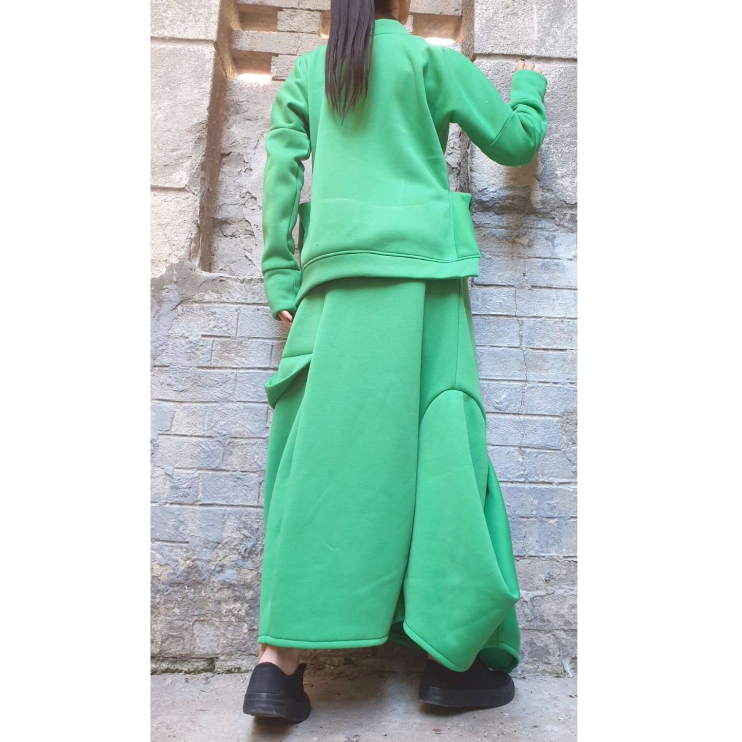 New Asymmetric Green Skirt - Handmade clothing from AngelBySilvia - Top Designer Brands 