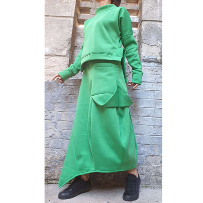 New Asymmetric Green Skirt - Handmade clothing from AngelBySilvia - Top Designer Brands 