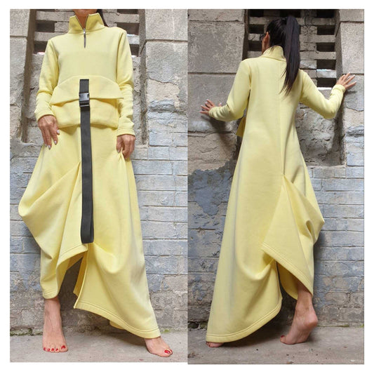 New Yellow Long Sleeve Dress - Handmade clothing from AngelBySilvia - Top Designer Brands 
