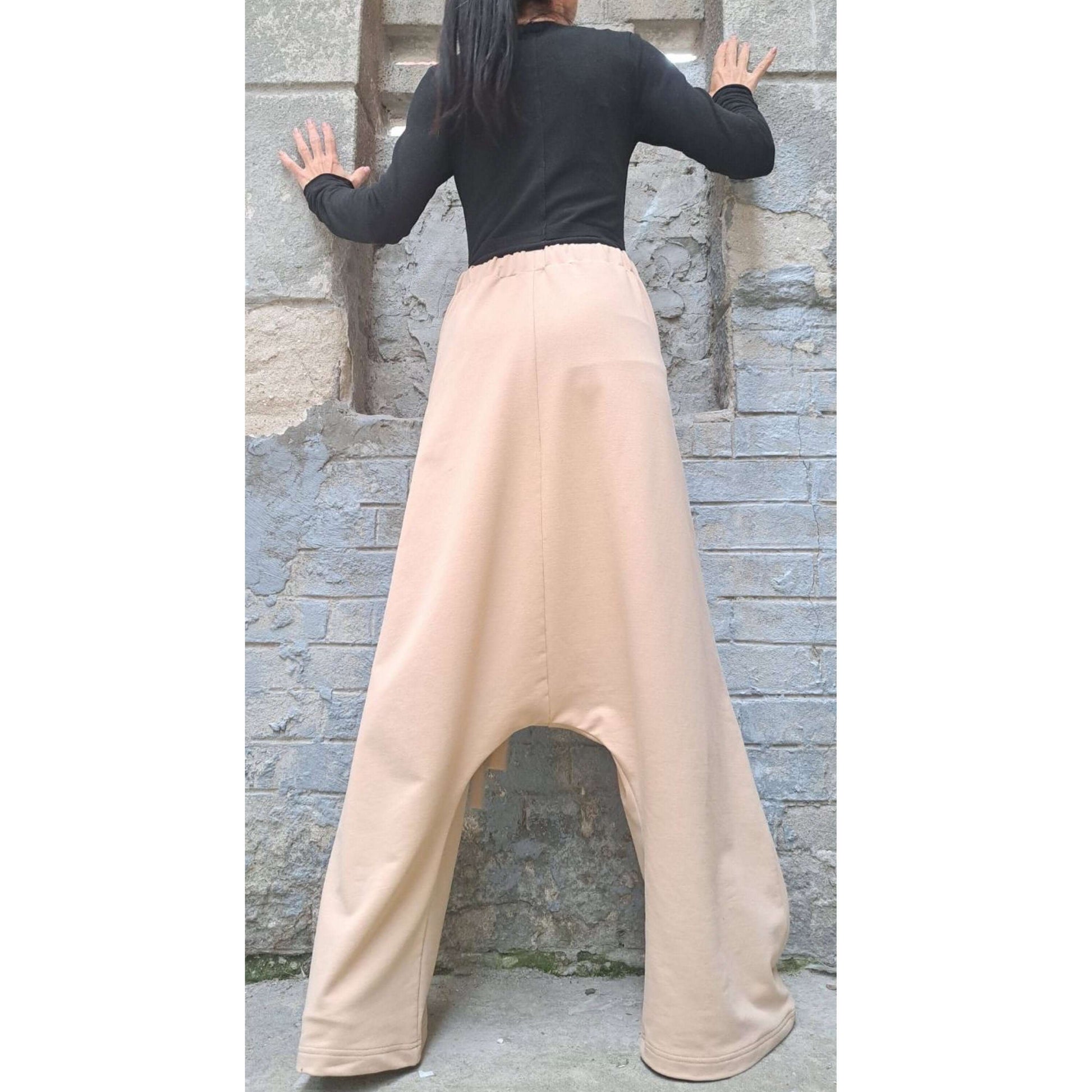 Everyday Beige Drop Crotch Pants - Handmade clothing from AngelBySilvia - Top Designer Brands 