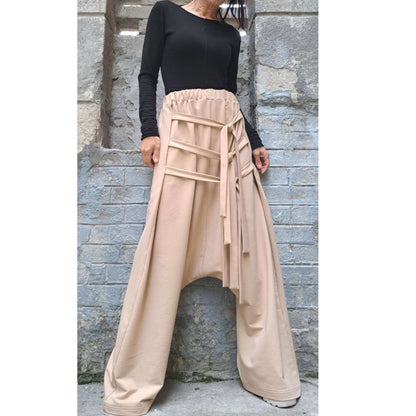 Everyday Beige Drop Crotch Pants - Handmade clothing from AngelBySilvia - Top Designer Brands 